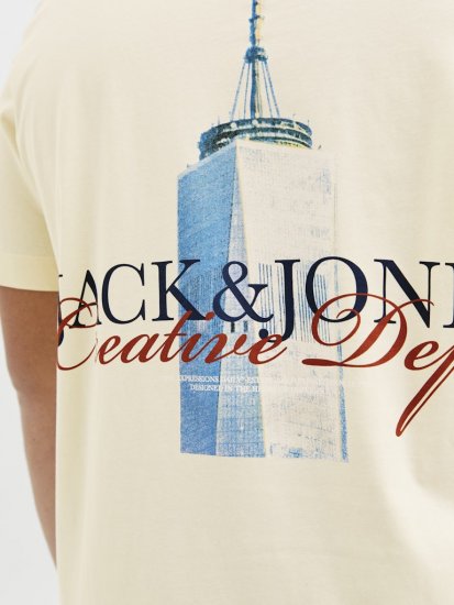 Jack & Jones Boston Photo Crew Neck T-Shirt Antique White - Trička - Trička nadměrné velikosti - 2XL-14XL