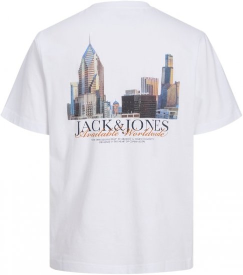 Jack & Jones Boston Photo Crew Neck T-Shirt Bright White - Trička - Trička nadměrné velikosti - 2XL-14XL