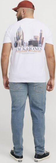Jack & Jones Boston Photo Crew Neck T-Shirt Bright White - Trička - Trička nadměrné velikosti - 2XL-14XL