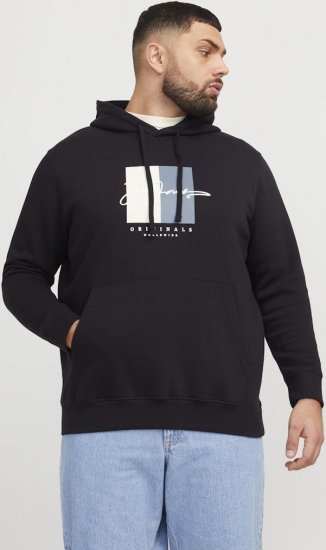Jack & Jones Frederiksberg Box Script Hoodie Black - Mikiny & mikiny s kapucí - Mikiny & Mikiny s kapucí 2XL-12XL