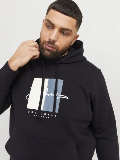 Jack & Jones Frederiksberg Box Script Hoodie Black - Mikiny & mikiny s kapucí - Mikiny & Mikiny s kapucí 2XL-12XL