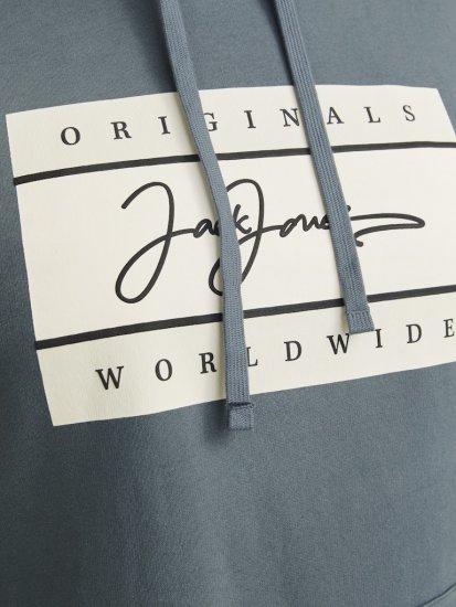 Jack & Jones Frederiksberg Box Script Hoodie Grey - Mikiny & mikiny s kapucí - Mikiny & Mikiny s kapucí 2XL-12XL