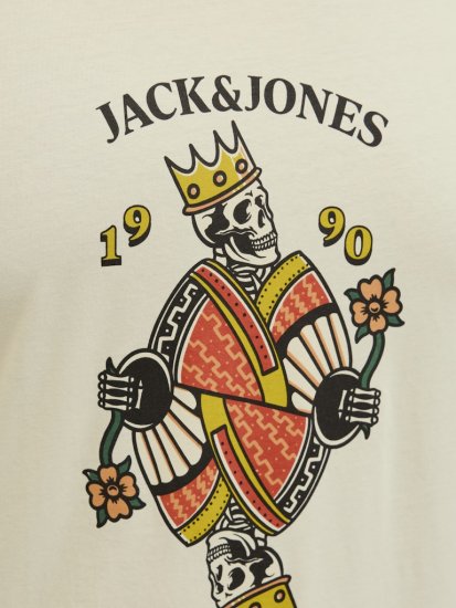 Jack & Jones Anatomy Skull Crew Neck T-Shirt Antique White - Trička - Trička nadměrné velikosti - 2XL-14XL
