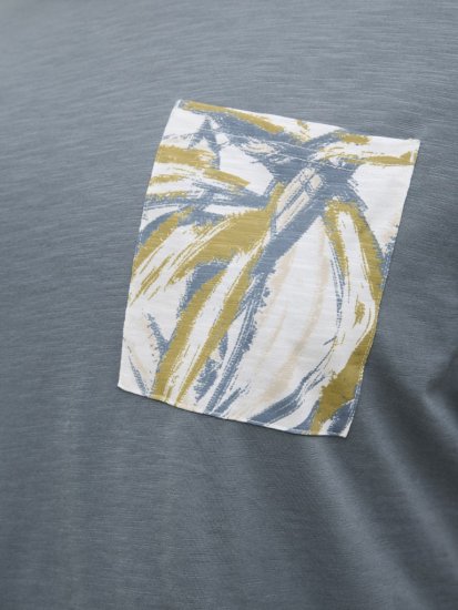 Jack & Jones Split Pocket Print T-Shirt Grey - Trička - Trička nadměrné velikosti - 2XL-14XL