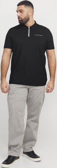Jack & Jones Fusion Pique Zipper Polo Black - Polokošile - Polokošile 2XL-8XL - Trička s límečkem 2XL-8XL