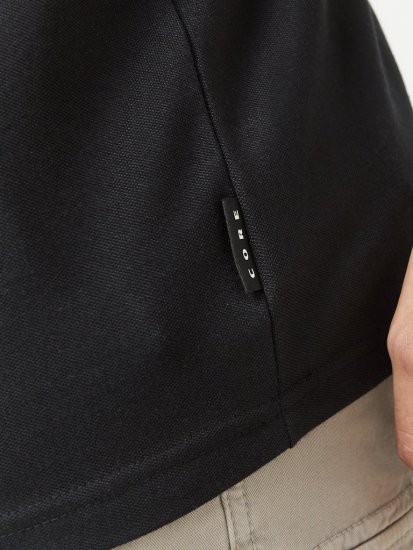 Jack & Jones Fusion Pique Zipper Polo Black - Polokošile - Polokošile 2XL-8XL - Trička s límečkem 2XL-8XL
