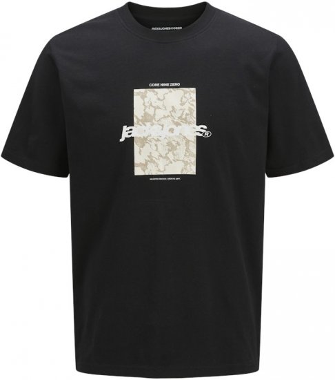 Jack & Jones Tarmac Camo Crew Neck T-Shirt Black - Trička - Trička nadměrné velikosti - 2XL-14XL