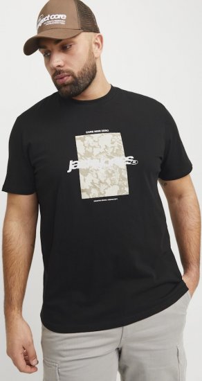 Jack & Jones Tarmac Camo Crew Neck T-Shirt Black - Trička - Trička nadměrné velikosti - 2XL-14XL