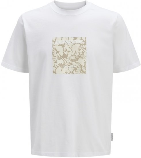 Jack & Jones Tarmac Camo Crew Neck T-Shirt Bright White - Trička - Trička nadměrné velikosti - 2XL-14XL