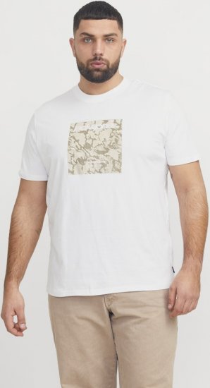 Jack & Jones Tarmac Camo Crew Neck T-Shirt Bright White - Trička - Trička nadměrné velikosti - 2XL-14XL