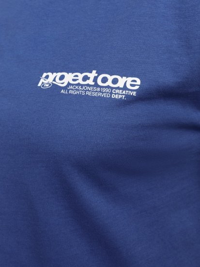 Jack & Jones Union Front & Back Print Crew Neck T-Shirt Beaucoup Blue - Trička - Trička nadměrné velikosti - 2XL-14XL