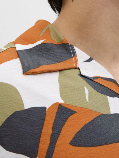 Jack & Jones Vira Marshall AOP Short Sleeve Shirt Cloud Dancer - Košile - Košile 2XL-10XL