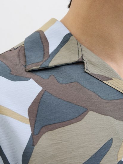 Jack & Jones Vira Marshall AOP Short Sleeve Shirt Silver Sage - Košile - Košile 2XL-10XL