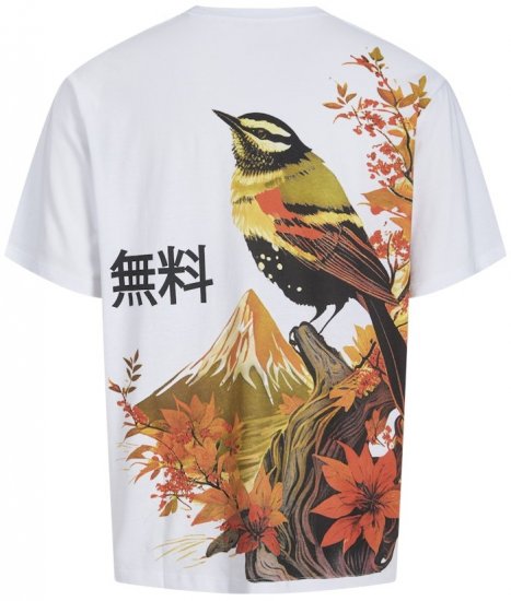 Jack & Jones Fuji Crew Neck T-Shirt Bright White - Trička - Trička nadměrné velikosti - 2XL-14XL