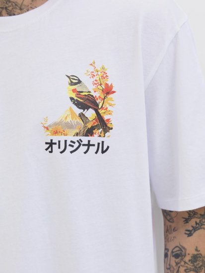 Jack & Jones Fuji Crew Neck T-Shirt Bright White - Trička - Trička nadměrné velikosti - 2XL-14XL