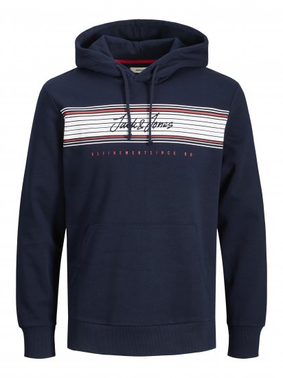 Jack & Jones JJLEO SWEAT Hoodie Navy - Mikiny & mikiny s kapucí - Mikiny & Mikiny s kapucí 2XL-12XL