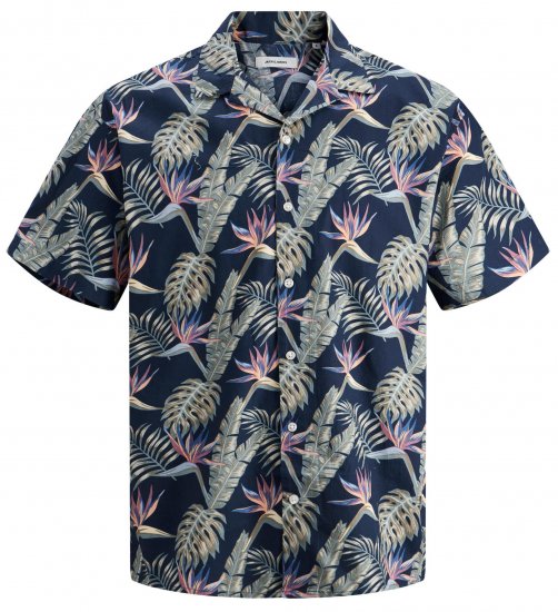 Jack & Jones JJCOASTAL RESORT Floral Shirt Navy - Košile - Košile 2XL-10XL