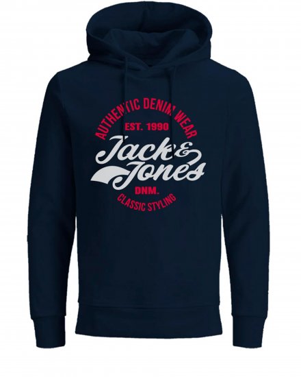 Jack & Jones JJBRAT SWEAT Hoodie Navy - Mikiny & mikiny s kapucí - Mikiny & Mikiny s kapucí 2XL-12XL