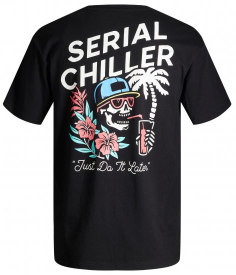 Jack & Jones JJCHILLER With Back Print Black - Trička - Trička nadměrné velikosti - 2XL-14XL