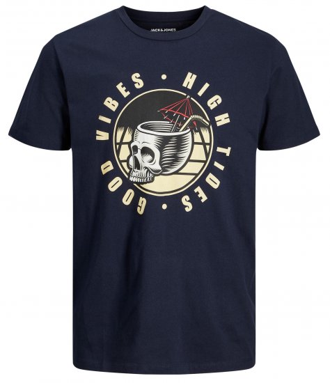 Jack & Jones JJEUSTACE T-Shirt Navy - Trička - Trička nadměrné velikosti - 2XL-14XL