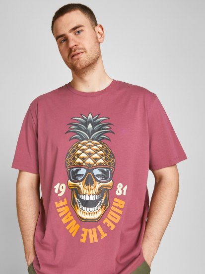 Jack & Jones JJEUSTACE T-Shirt Pink - Trička - Trička nadměrné velikosti - 2XL-14XL