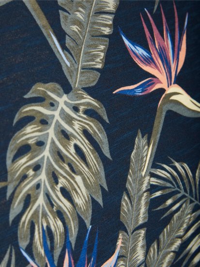 Jack & Jones JJCOASTAL AOP T-Shirt Navy - Trička - Trička nadměrné velikosti - 2XL-14XL