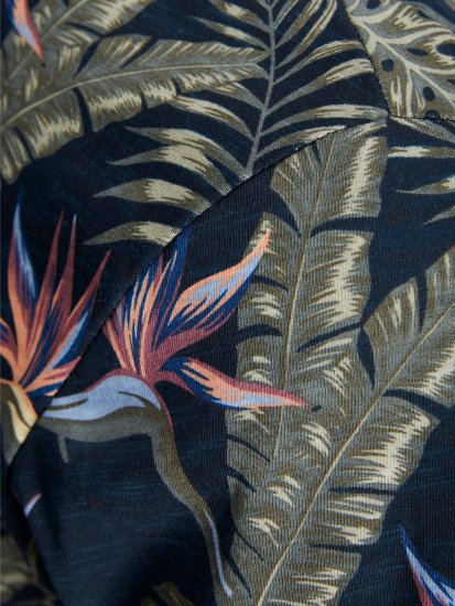 Jack & Jones JJCOASTAL AOP T-Shirt Navy - Trička - Trička nadměrné velikosti - 2XL-14XL