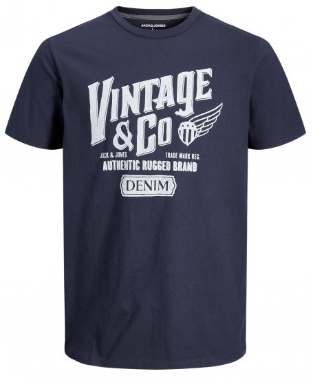 Jack & Jones JJAARON T-Shirt Navy - Trička - Trička nadměrné velikosti - 2XL-14XL