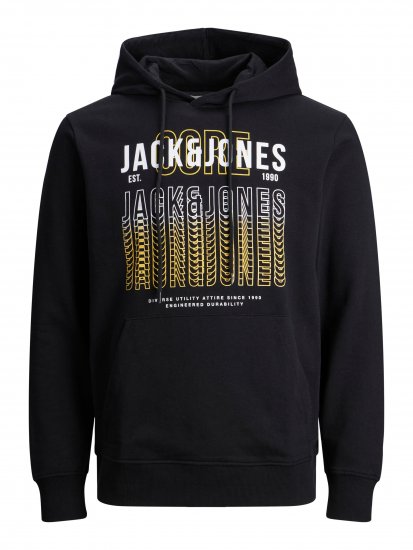 Jack & Jones JJCYBER SWEAT Hoodie Black - Mikiny & mikiny s kapucí - Mikiny & Mikiny s kapucí 2XL-12XL