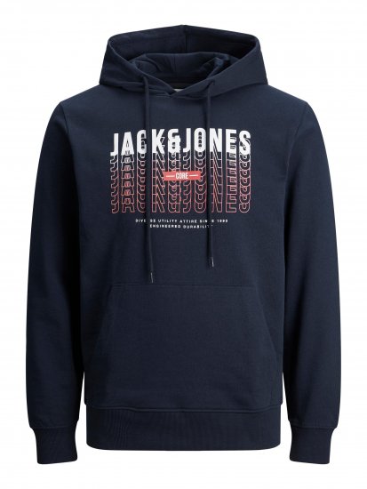 Jack & Jones JJCYBER SWEAT Hoodie Navy - Mikiny & mikiny s kapucí - Mikiny & Mikiny s kapucí 2XL-12XL