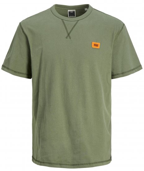 Jack & Jones JCOCLASSIC WAFFLE BADGE TEE Green - Trička - Trička nadměrné velikosti - 2XL-14XL