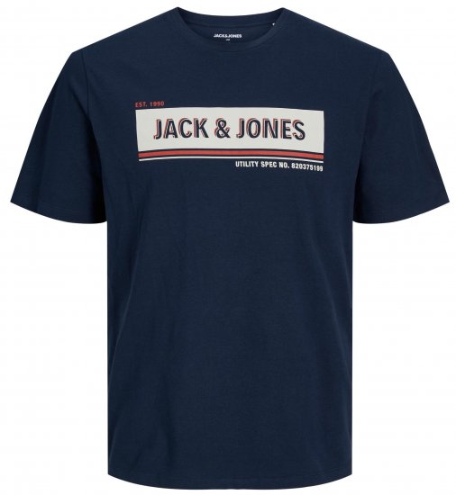 Jack & Jones JCOADAM T-Shirt Navy - Trička - Trička nadměrné velikosti - 2XL-14XL
