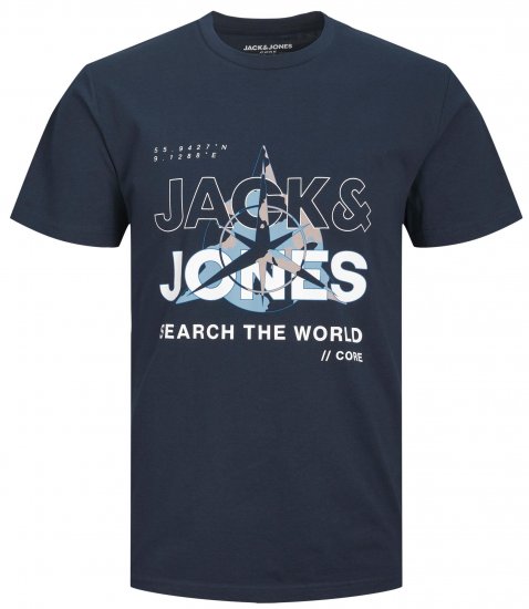 Jack & Jones JCOHUNT T-Shirt Navy Blazer - Trička - Trička nadměrné velikosti - 2XL-14XL