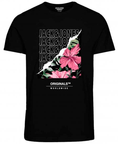 Jack & Jones JORBOOSTER T-Shirt Black - Trička - Trička nadměrné velikosti - 2XL-14XL