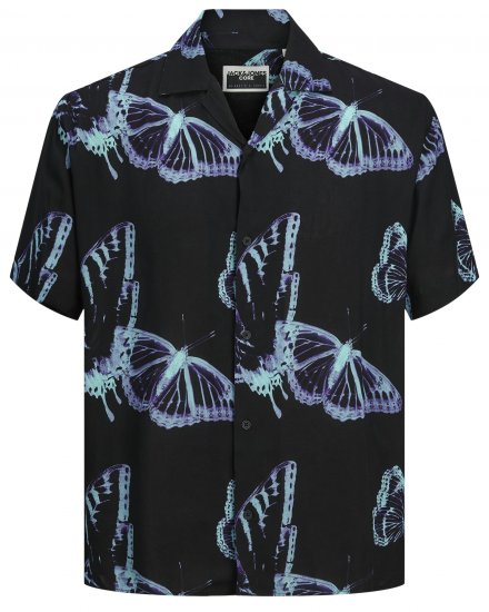 Jack & Jones JCOJEFF AOP Resort Shirt Black - Košile - Košile 2XL-10XL
