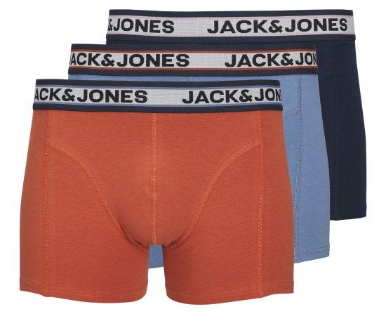 Jack & Jones JACMARCO SOLID Trunks 3-Pack Coronet Blue - Spodní prádlo - Spodní Prádlo Nadměrné Velikosti 2XL-8XL