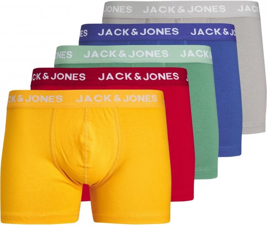 Jack & Jones JACLARRY SOLID TRUNKS 5 PACK Tango Red - Spodní prádlo - Spodní Prádlo Nadměrné Velikosti 2XL-8XL