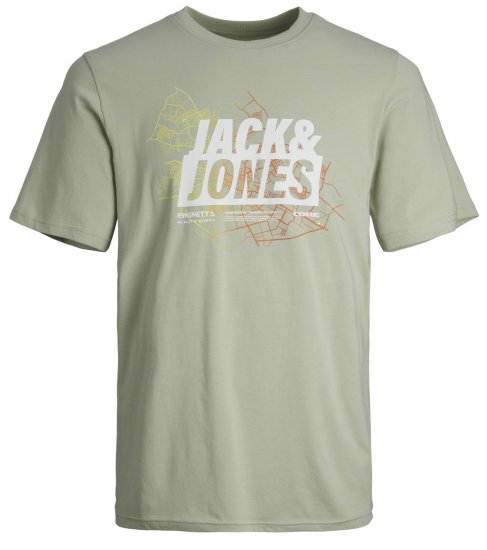Jack & Jones JCOMAP SUMMER LOGO Desert sage - Trička - Trička nadměrné velikosti - 2XL-14XL