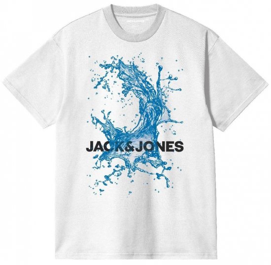 Jack & Jones JCOOCEAN SPLASH T-Shirt White - Trička - Trička nadměrné velikosti - 2XL-14XL