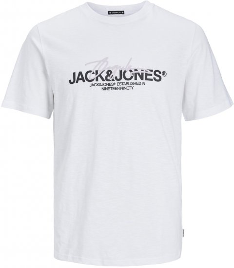 Jack & Jones JORARUBA BRANDING TEE SS CREW NECK Bright White - Trička - Trička nadměrné velikosti - 2XL-14XL