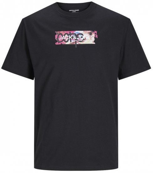 Jack & Jones JCOSUMMER PRINT T-Shirt Black - Trička - Trička nadměrné velikosti - 2XL-14XL