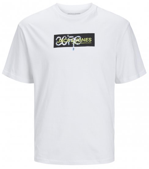 Jack & Jones JCOSUMMER PRINT T-Shirt White - Trička - Trička nadměrné velikosti - 2XL-14XL
