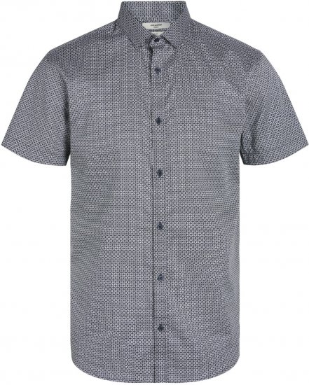 Jack & Jones JPRBLACARDIFF PRINT SHIRT S/S Navy Blazer - Košile - Košile 2XL-10XL