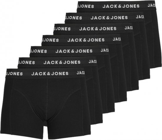 Jack & Jones HUEY Trunks 7-Pack Black - Spodní prádlo - Spodní Prádlo Nadměrné Velikosti 2XL-8XL