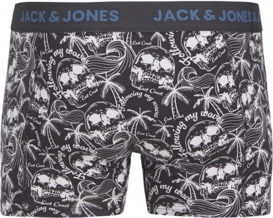 Jack & Jones Damon Skull Trunks 3-Pack Black - Spodní prádlo - Spodní Prádlo Nadměrné Velikosti 2XL-8XL