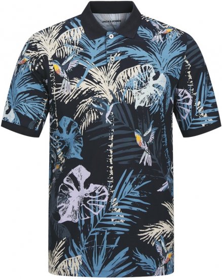 Jack & Jones Hawaii AOP Short Sleeve Polo Blue - Polokošile - Polokošile 2XL-8XL - Trička s límečkem 2XL-8XL