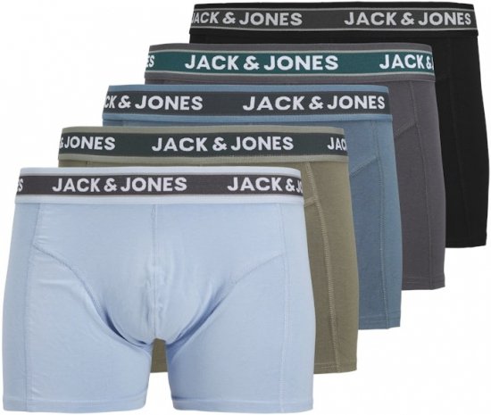 Jack & Jones Evan Solid Trunks 5-Pack Black - Spodní prádlo - Spodní Prádlo Nadměrné Velikosti 2XL-8XL