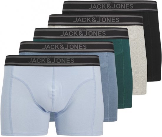 Jack & Jones Kyle Solid Trunks 5-Pack Deep Teal - Spodní prádlo - Spodní Prádlo Nadměrné Velikosti 2XL-8XL