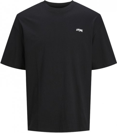 Jack & Jones Script Bradley Crew Neck T-Shirt Black - Trička - Trička nadměrné velikosti - 2XL-14XL