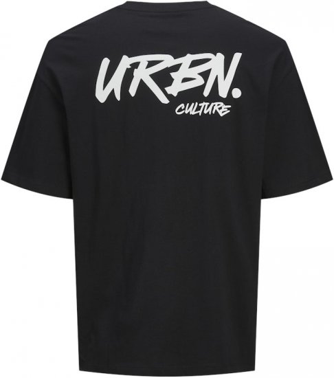 Jack & Jones Script Bradley Crew Neck T-Shirt Black - Trička - Trička nadměrné velikosti - 2XL-14XL